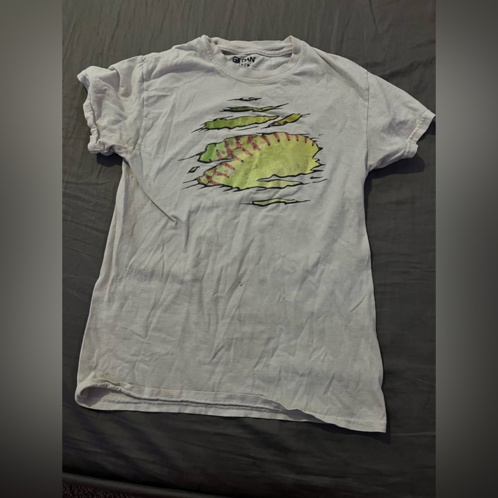 White softball T-shirt